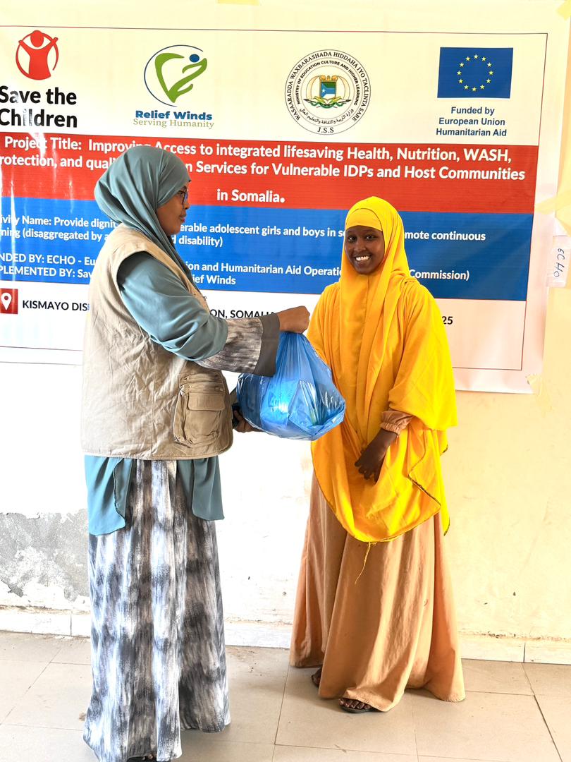 Distribution of dignity kits for vulnerable adolescent girls in schools to promote continuous learning (disaggregated by age, gender and disability)
